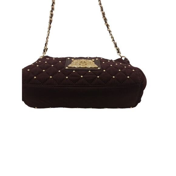 Juicy Couture Quilted Studded Chain Crossbody Shoulder Bag w TASSLE Brown Gold - Picture 10 of 16